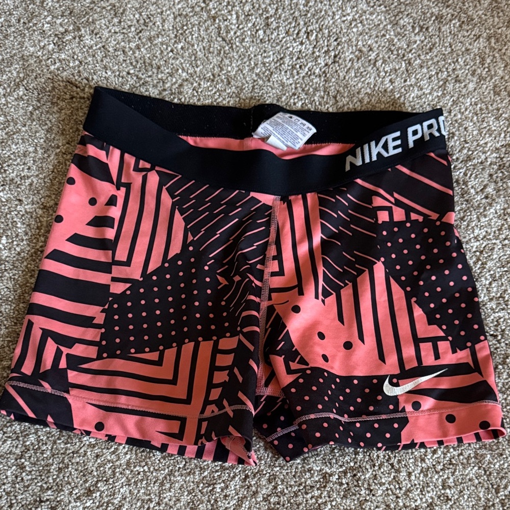 Nike Pro Pink and Black Patterned Shorts